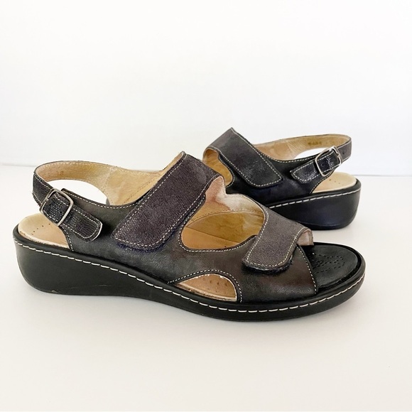 Fidelio Hallux Sandals Women's Size 38 Casual Strappy Slingback Black Leather - Picture 5 of 10